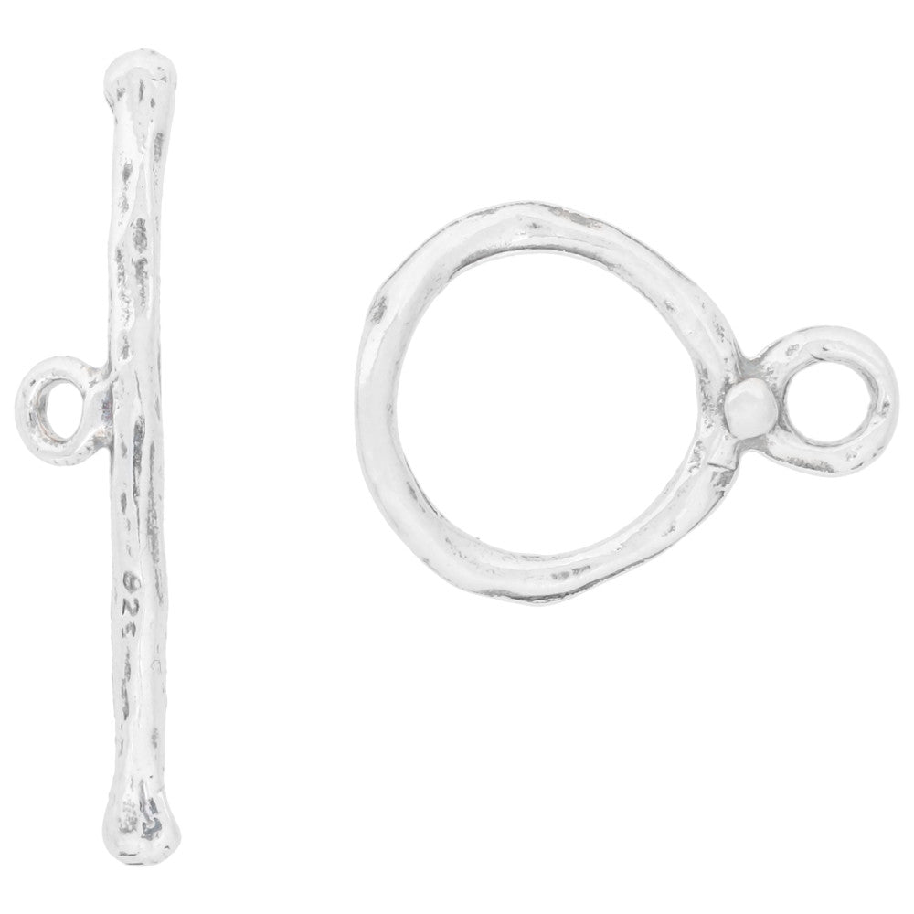 Toggle Clasp, Organic Shape 13mm, Sterling Silver (1 Set)