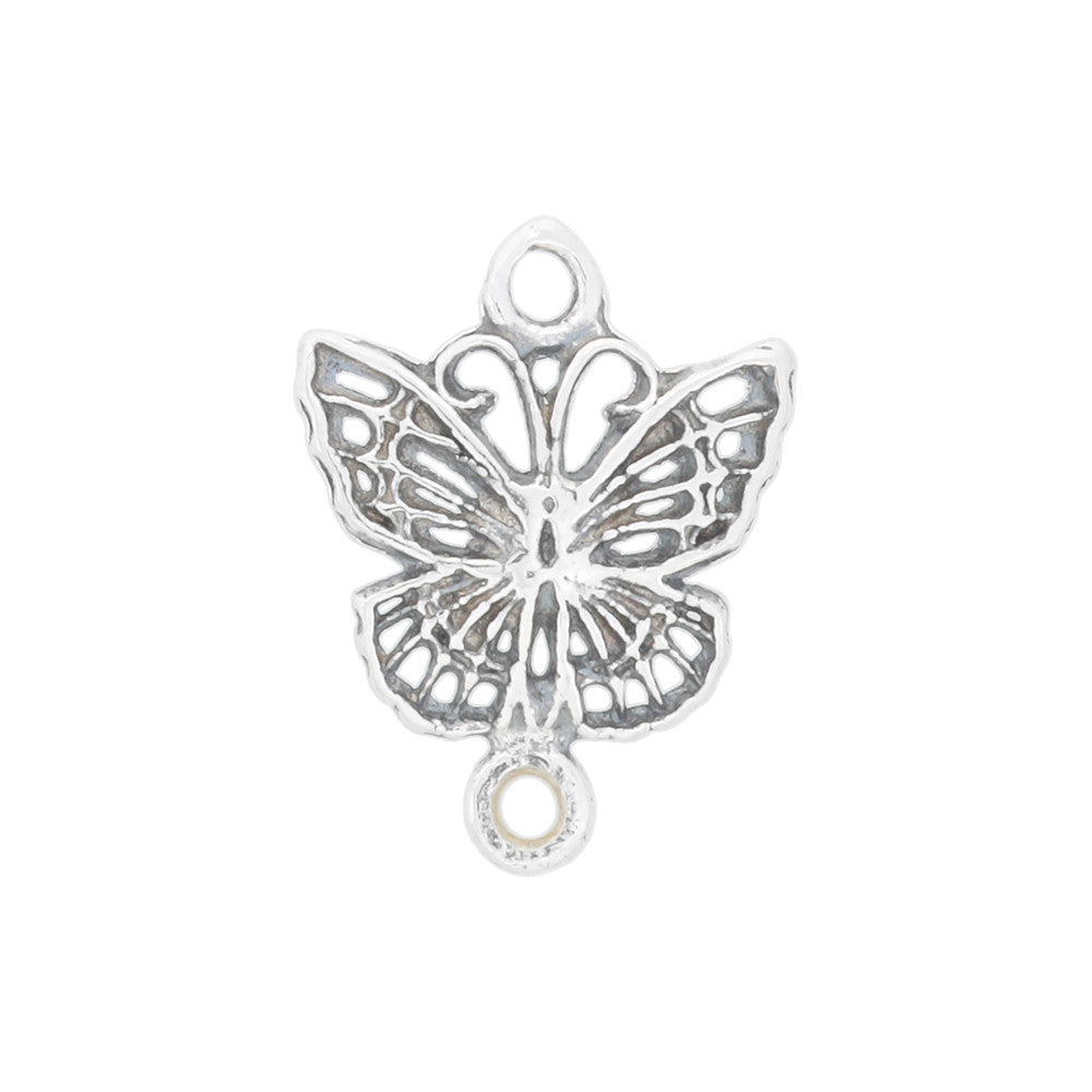 Sterling Silver Pendant Link, Butterfly 13x10mm, 1 Piece