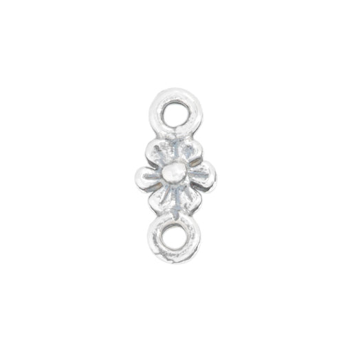 Connector Link, Tiny Daisy 10.5x5mm, Sterling Silver (1 Piece)