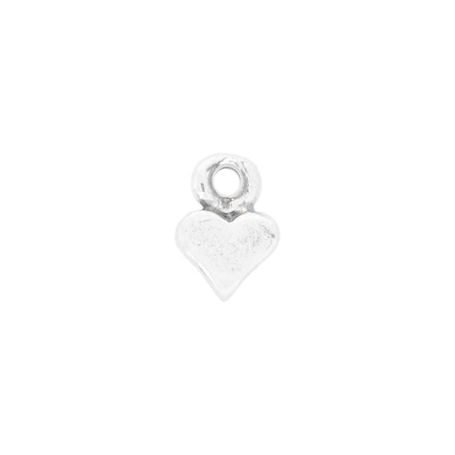Sterling Silver Charm, Tiny Thick Heart 7x5mm, 1 Piece