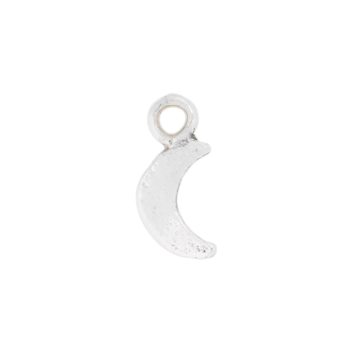 Sterling Silver Charm, Tiny Moon 10x5mm, 1 Piece