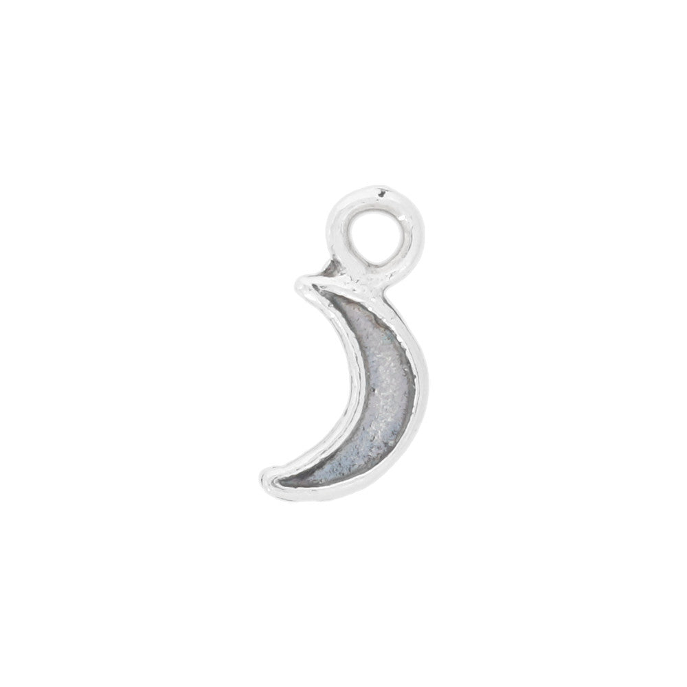 Sterling Silver Charm, Tiny Moon 10x5mm, 1 Piece