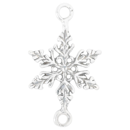 Connector Link, Winter Snowflake 22x13mm, Sterling Silver (1 Piece)