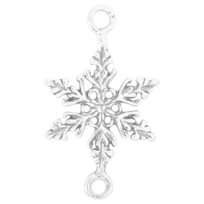 Connector Link, Winter Snowflake 22x13mm, Sterling Silver (1 Piece)