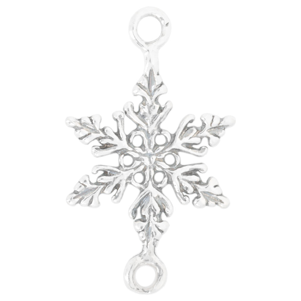 Connector Link, Winter Snowflake 22x13mm, Sterling Silver (1 Piece)