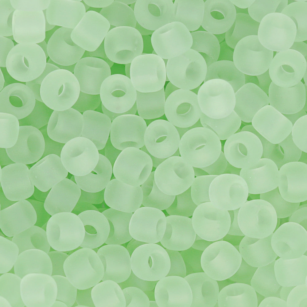 Toho RE:Glass Seed Beads, Round Size 8/0, #5004F Matte - Transparent Green, (2.5" Tube)