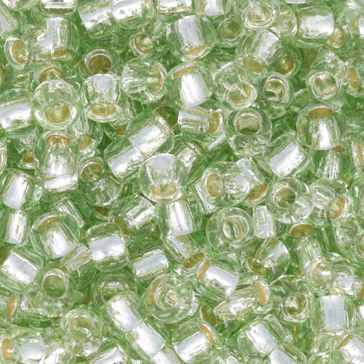 Toho RE:Glass Seed Beads, Round Size 8/0, #PF5024 Silver Lined PermaFinish - Green, (2.5" Tube)