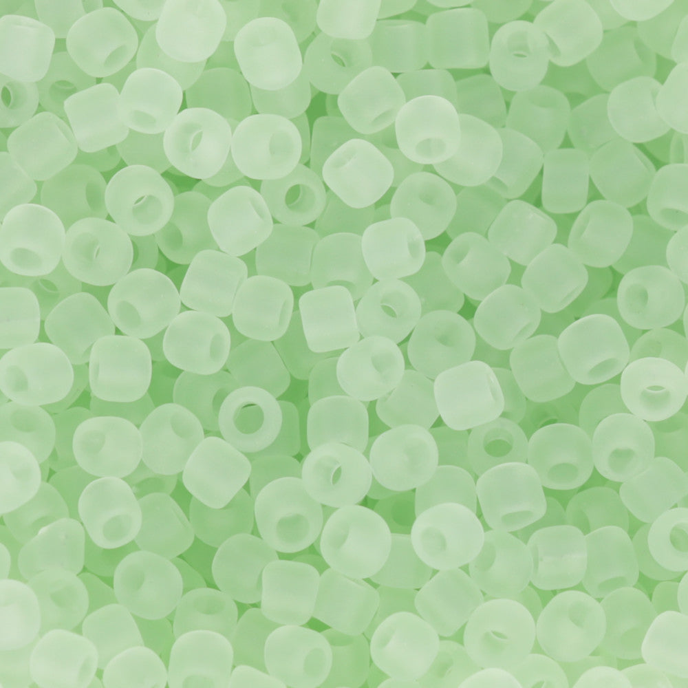 Toho RE:Glass Seed Beads, Round Size 11/0, #5004F Matte - Transparent Green, (2.5" Tube)