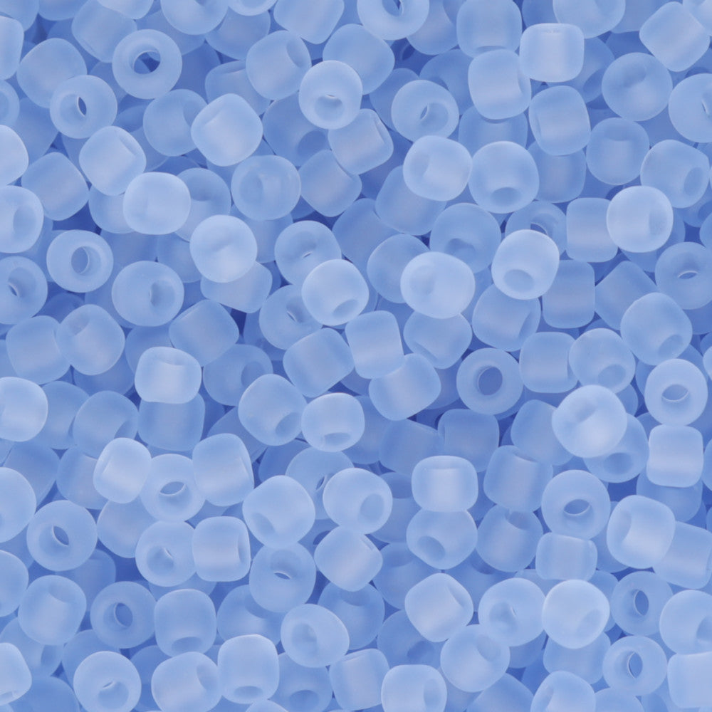 Toho RE:Glass Seed Beads, Round Size 11/0, #5013F Matte Transparent Blue, (2.5" Tube)
