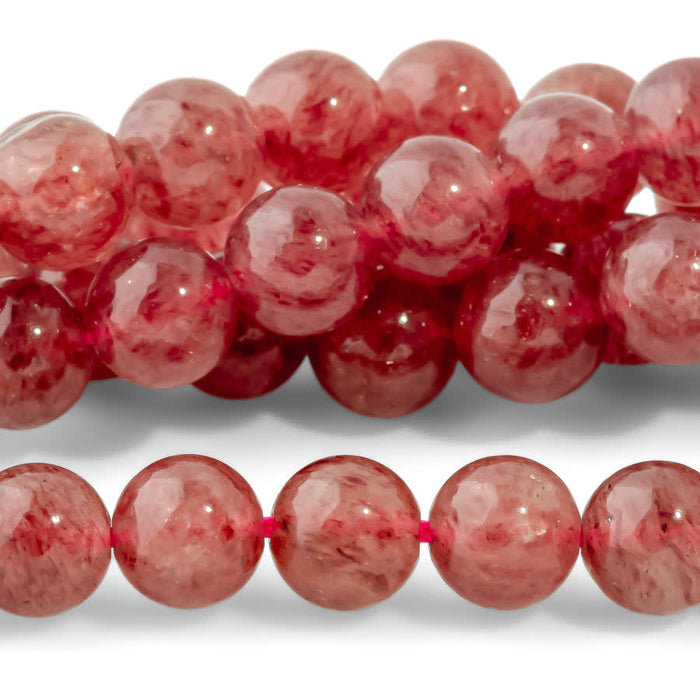 Strawberry Quartz 8mm Round AA Grade - 15-16 Inch