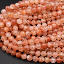 Natural Sunstone 4mm Smooth Round Bead Strand - AAA Grade