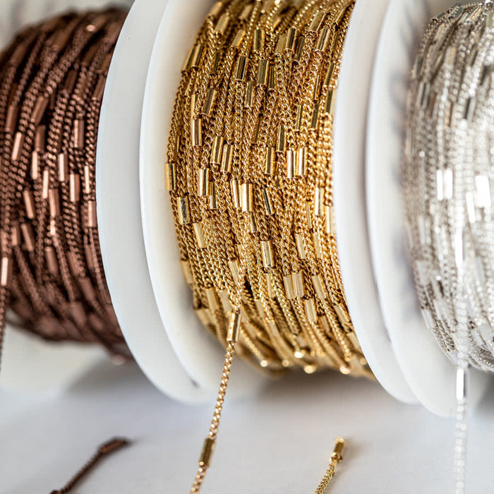 1.2mm Satellite Curb Chain -Satin Hamilton Gold by the Foot