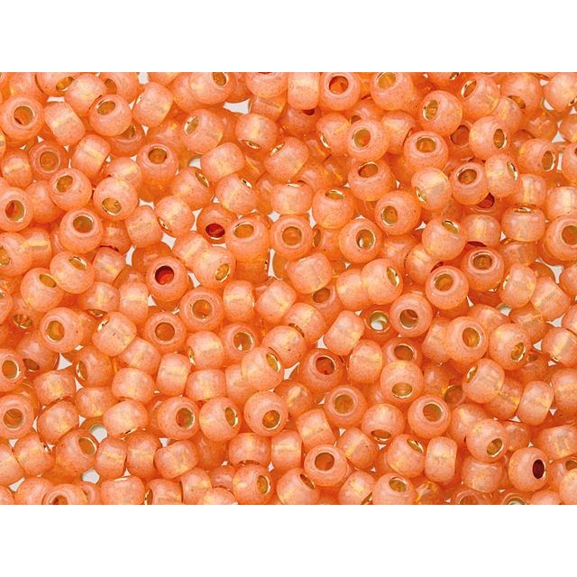 TOHO Bead Round 8/0 Silver-Lined Milky Grapefruit PermaFinish 2.5-Inch Tube