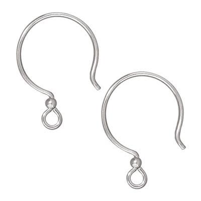 Sterling Silver Hoop Earring Wires with 2mm Bead by TierraCast® (1 Pair)