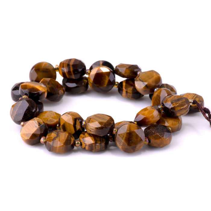 Tiger Eye 12mm Star Cut Coin - 15-16 Inch