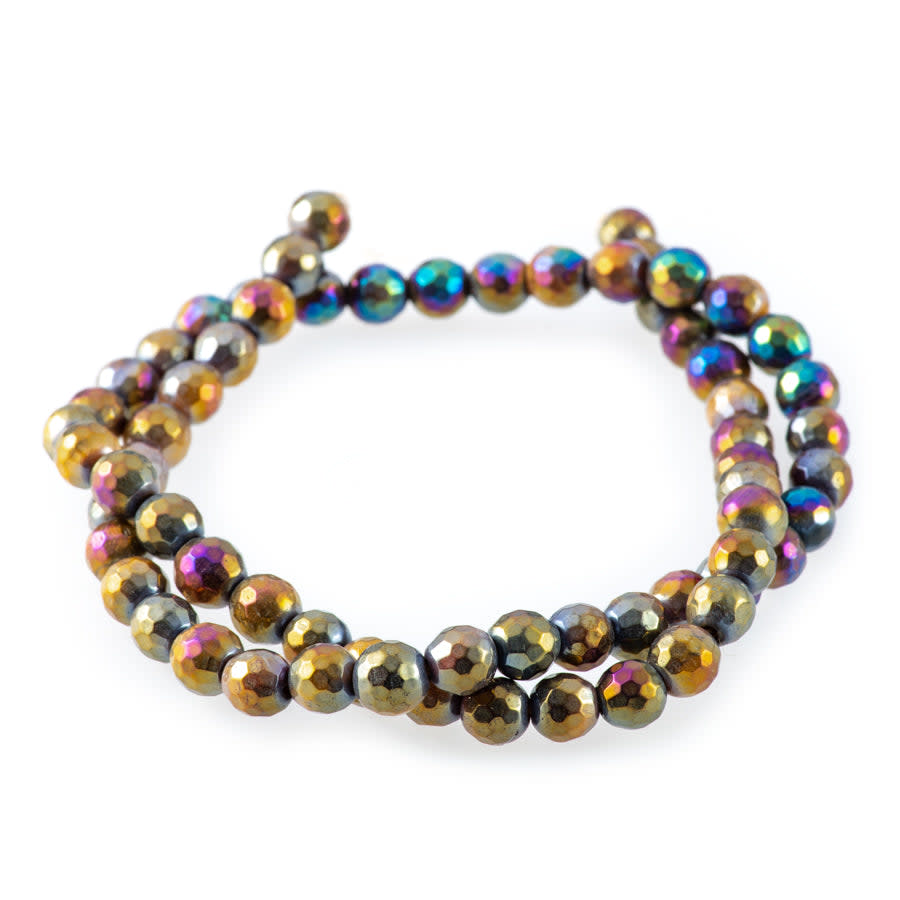 Tiger Eye 6mm Yellow/Blue/Golden Plated Round Faceted - Limited Editions