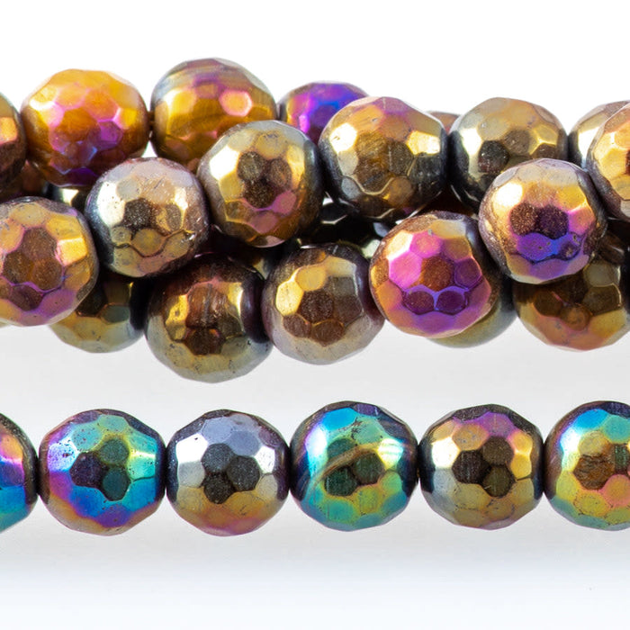 Tiger Eye 6mm Yellow/Blue/Golden Plated Round Faceted - Limited Editions