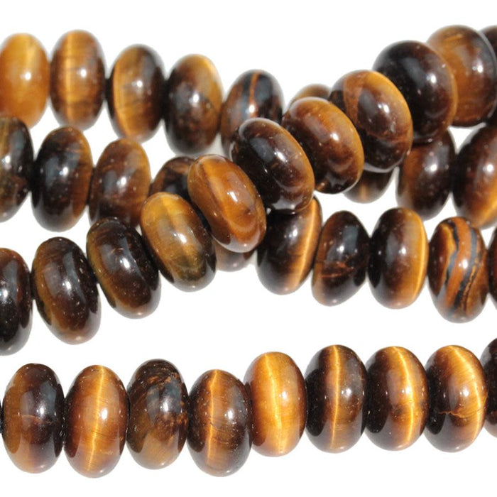 Tiger Eye 8mm Rondelle Large Hole 8-Inch