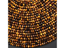 Natural Tiger's Eye 4mm Faceted Rondelle Bead Strand - AAA Grade