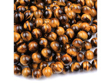 Natural Tiger's Eye 6mm Smooth Round Bead Strand