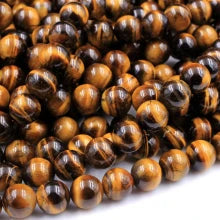 Natural Tiger's Eye 8mm Smooth Round Bead Strand - AAA Grade