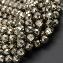 Titanium Pyrite 4mm Faceted Round Bead Strand