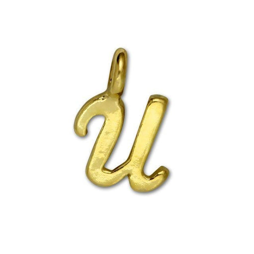 JBB Alphabet Charm, Letter 'U' 9.5x6mm, Gold Vermeil (1 Piece)