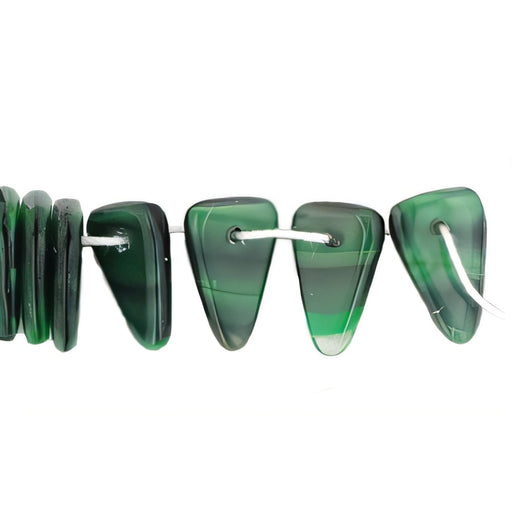 Czech Flat Triangle Drop 3/12mm Green w/Black (50pcs)