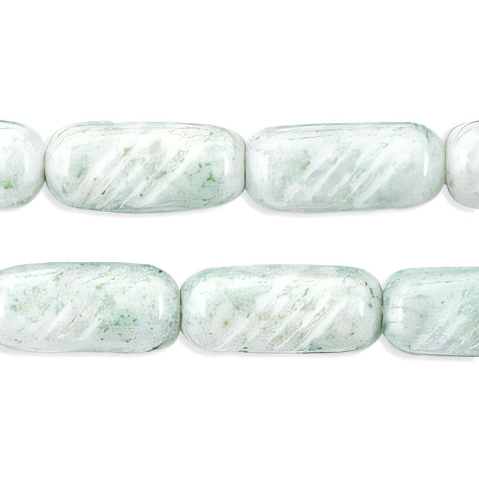 Czech Textured Rectangle 15/7mm Luster - Opaque Lt Green (25pcs)