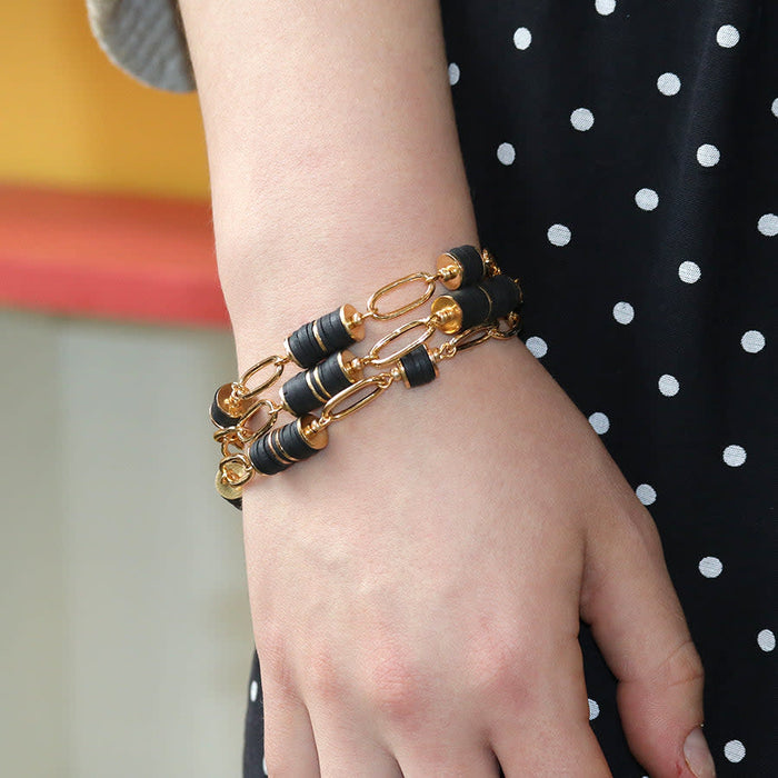 Upscale Upcycle Vinyl Beads Bracelet Trio Kit - Black and Gold - Limited Edition