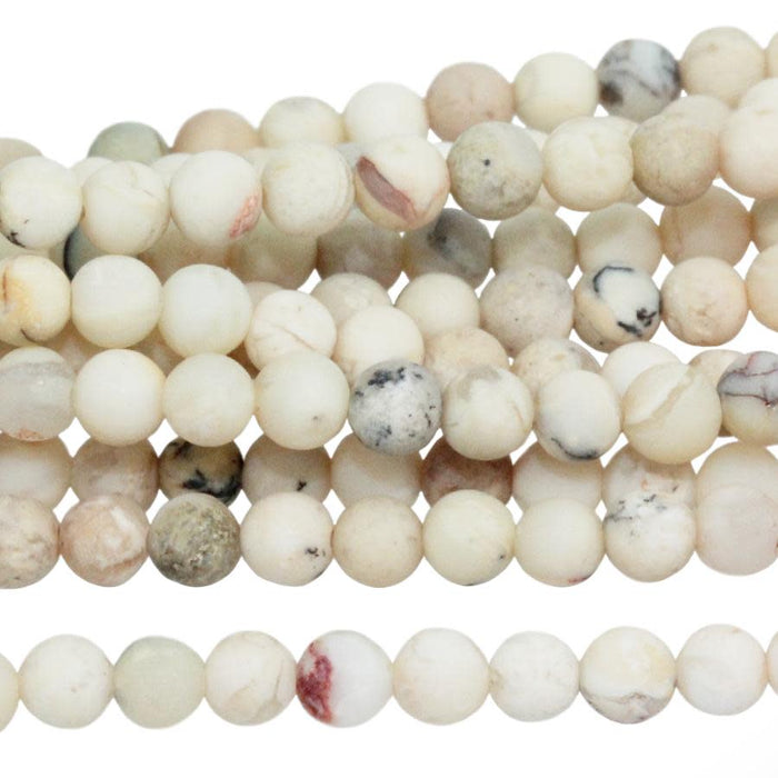 Dakota Stones Matte White African Opal 4mm Round Bead Strand