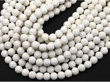 White Lava 6mm Smooth Round Bead Strand