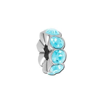 Blue Zircon Rhinestone Rondelle Bead for 2mm Leather