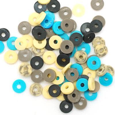 4mm Vinyl/Vulcanite Heishi Beads - Mixed Colors (Brown Blue)