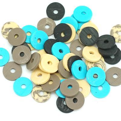 8mm Vinyl/Vulcanite Heishi Beads - Mixed Colors (Brown Blue)