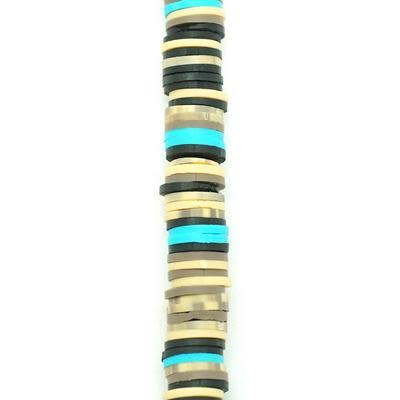 8mm Vinyl/Vulcanite Heishi Beads - Mixed Colors (Brown Blue)