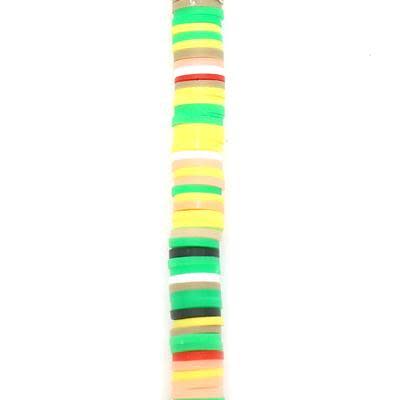 6mm Vinyl/Vulcanite Heishi Beads - Mixed Colors (Orange Green)