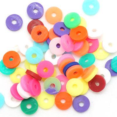6mm Vinyl/Vulcanite Heishi Beads - Mixed Colors (Multi)