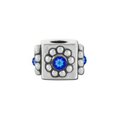 Sapphire Rhinestone Cube Bead for 2mm Leather