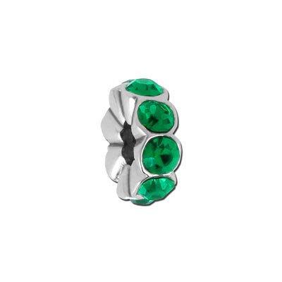 Emerald Rhinestone Rondelle Bead for 2mm Leather