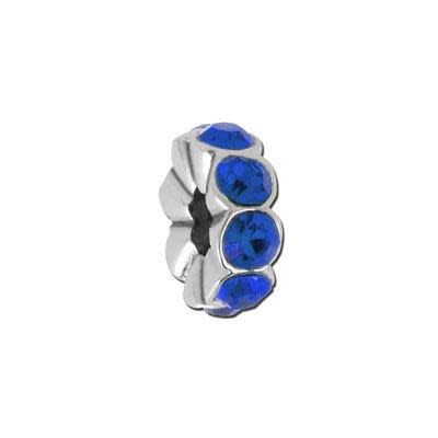 Sapphire Rhinestone Rondelle Bead for 2mm Leather