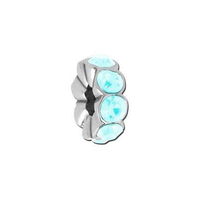Aquamarine Rhinestone Rondelle Bead for 2mm Leather