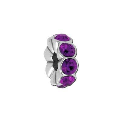 Amethyst Rhinestone Rondelle Bead for 2mm Leather