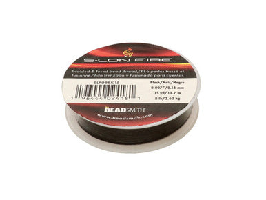 S-Lon Fire Beading Thread, 8lb Test and 0.007 Thick, Black (15 Yards)