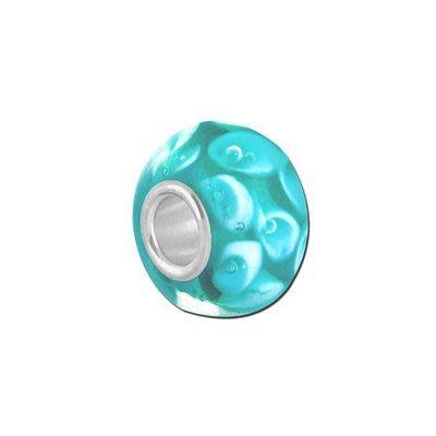 Petite Turquoise Space Dots Lampwork Glass Beads (3 Pieces) - Interchangeable