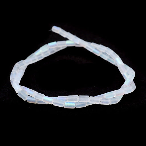 5mm Crystal Clear AB Matte Glass Tube Beads