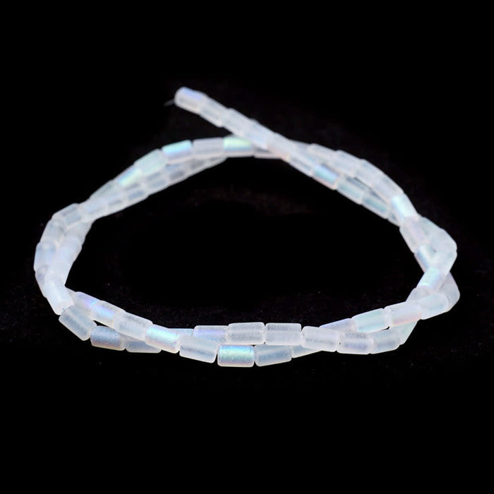 5mm Crystal Clear AB Matte Glass Tube Beads