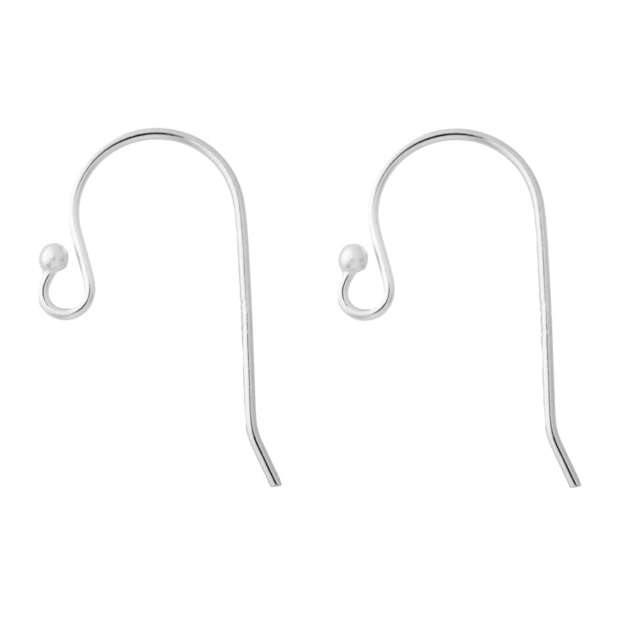 Simple Loop with Ball French Earring Wires - Sterling Silver (1 Pair)