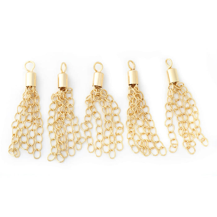40mm Mini Chain Tassels from the Global Collection - Gold Plated (5 Pieces)