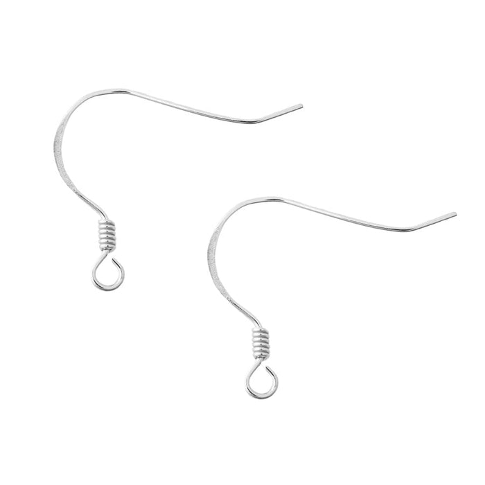 Thin Coil French Earring Wires - Sterling Silver (1 Pair)